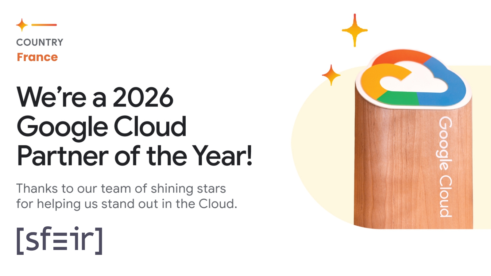 SFEIR Google Cloud Partner of the Year 2026 France